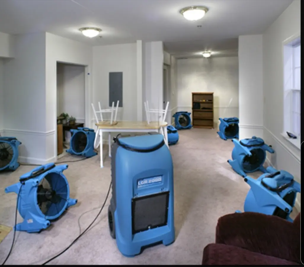 Air movers and dehumidifier setup for Water Extraction & Removal in Navasota